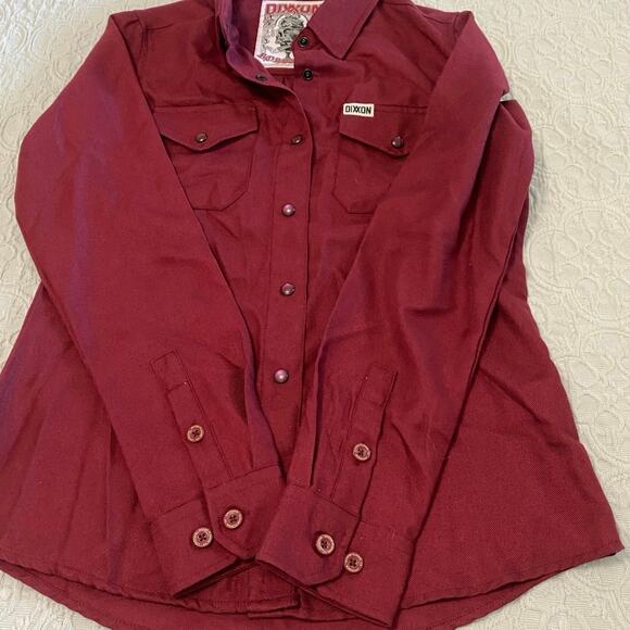Dixxon Bordeaux Flannel Women’s Size Small Pearl Snap Barncore Biker punk fall - Picture 4 of 10